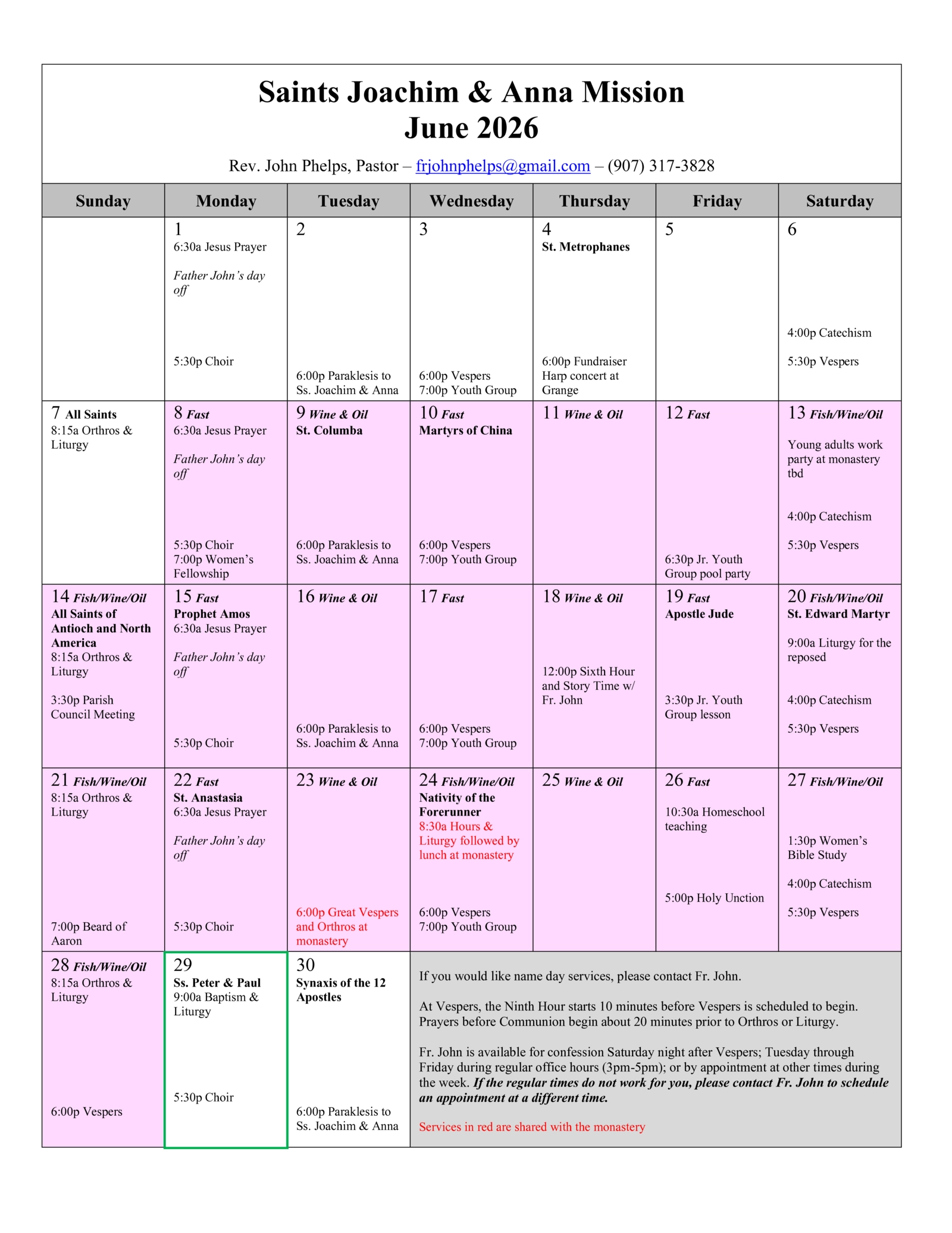 June 2026 calendar